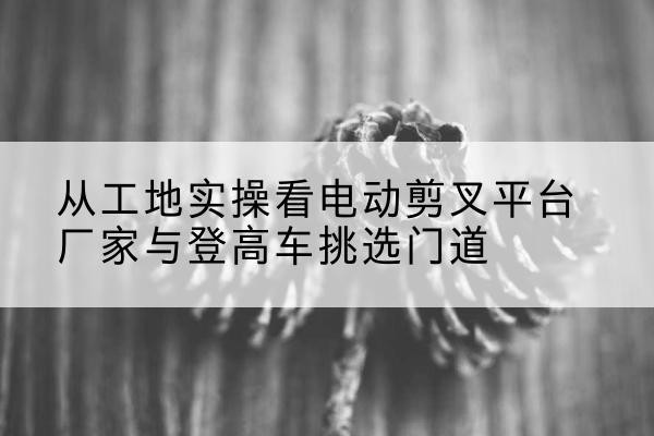 蚌埠电动剪叉升降平台厂家-从工地实操看电动剪叉平台厂家与登高车挑选门道
